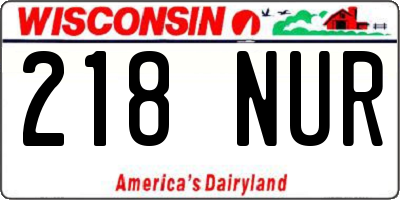 WI license plate 218NUR