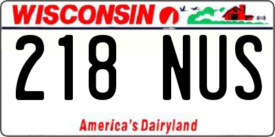 WI license plate 218NUS