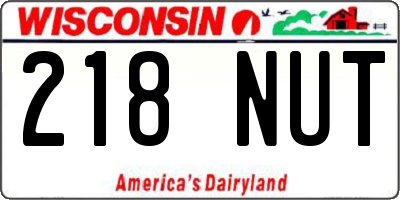 WI license plate 218NUT