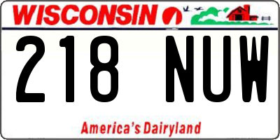 WI license plate 218NUW