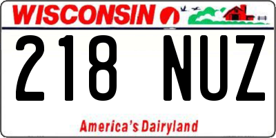 WI license plate 218NUZ