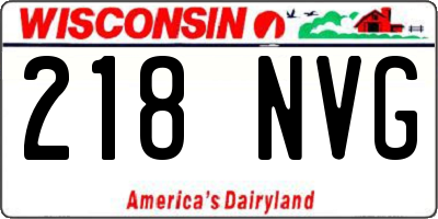 WI license plate 218NVG