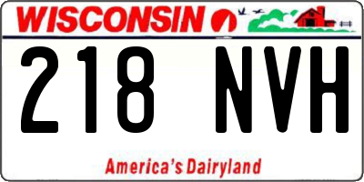 WI license plate 218NVH