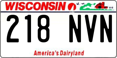 WI license plate 218NVN
