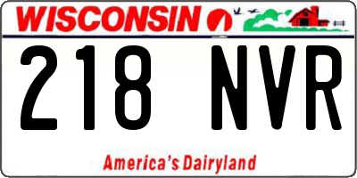 WI license plate 218NVR