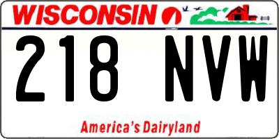 WI license plate 218NVW
