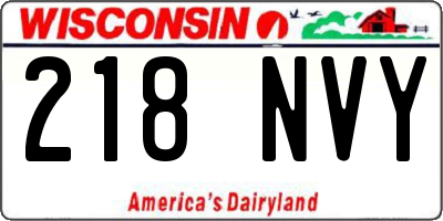 WI license plate 218NVY
