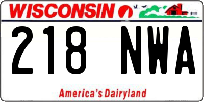 WI license plate 218NWA