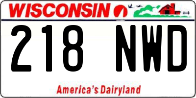 WI license plate 218NWD