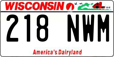 WI license plate 218NWM