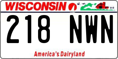 WI license plate 218NWN