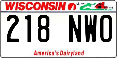 WI license plate 218NWO