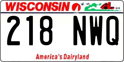 WI license plate 218NWQ