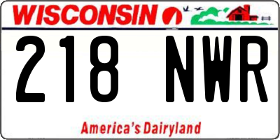 WI license plate 218NWR