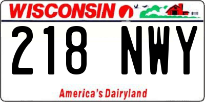 WI license plate 218NWY