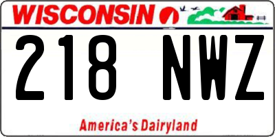 WI license plate 218NWZ