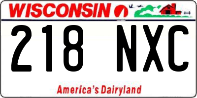 WI license plate 218NXC