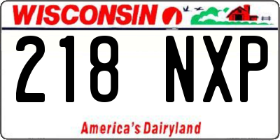 WI license plate 218NXP