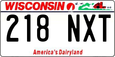 WI license plate 218NXT