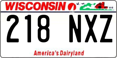 WI license plate 218NXZ