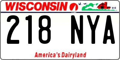 WI license plate 218NYA