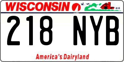 WI license plate 218NYB