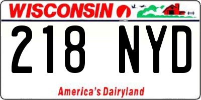 WI license plate 218NYD