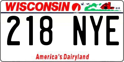 WI license plate 218NYE