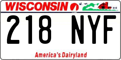 WI license plate 218NYF
