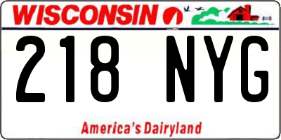 WI license plate 218NYG