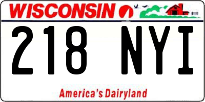 WI license plate 218NYI