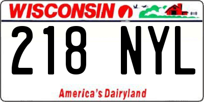 WI license plate 218NYL