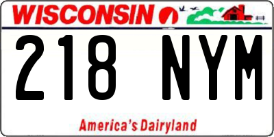 WI license plate 218NYM