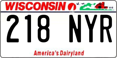 WI license plate 218NYR
