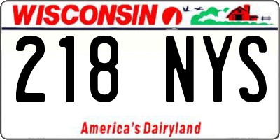WI license plate 218NYS