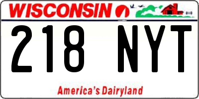 WI license plate 218NYT