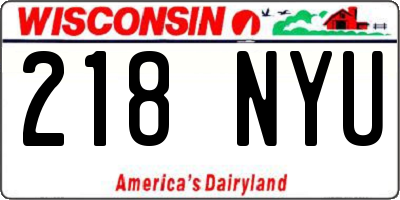 WI license plate 218NYU
