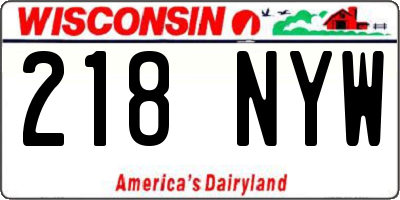 WI license plate 218NYW