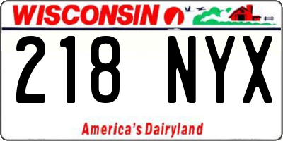WI license plate 218NYX