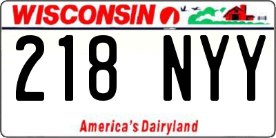 WI license plate 218NYY