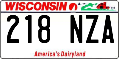 WI license plate 218NZA