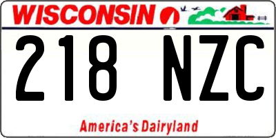 WI license plate 218NZC