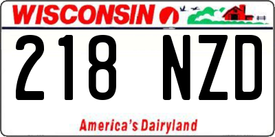 WI license plate 218NZD