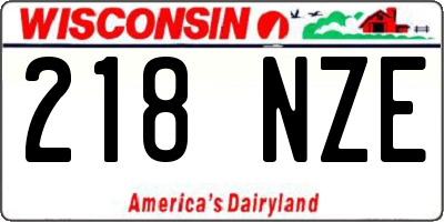 WI license plate 218NZE