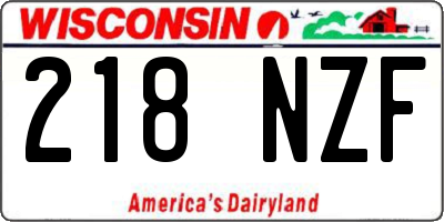 WI license plate 218NZF
