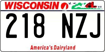 WI license plate 218NZJ