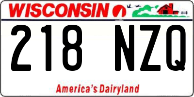 WI license plate 218NZQ