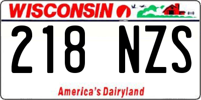 WI license plate 218NZS