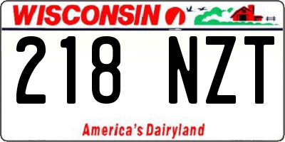 WI license plate 218NZT