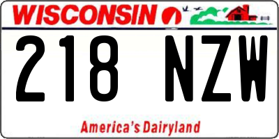 WI license plate 218NZW